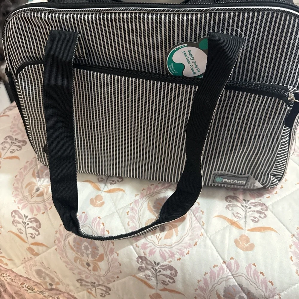 PetAmi Black and White Striped Bag